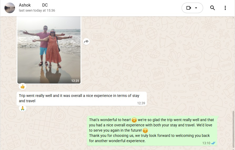 WhatsApp proof for Goa Getaway