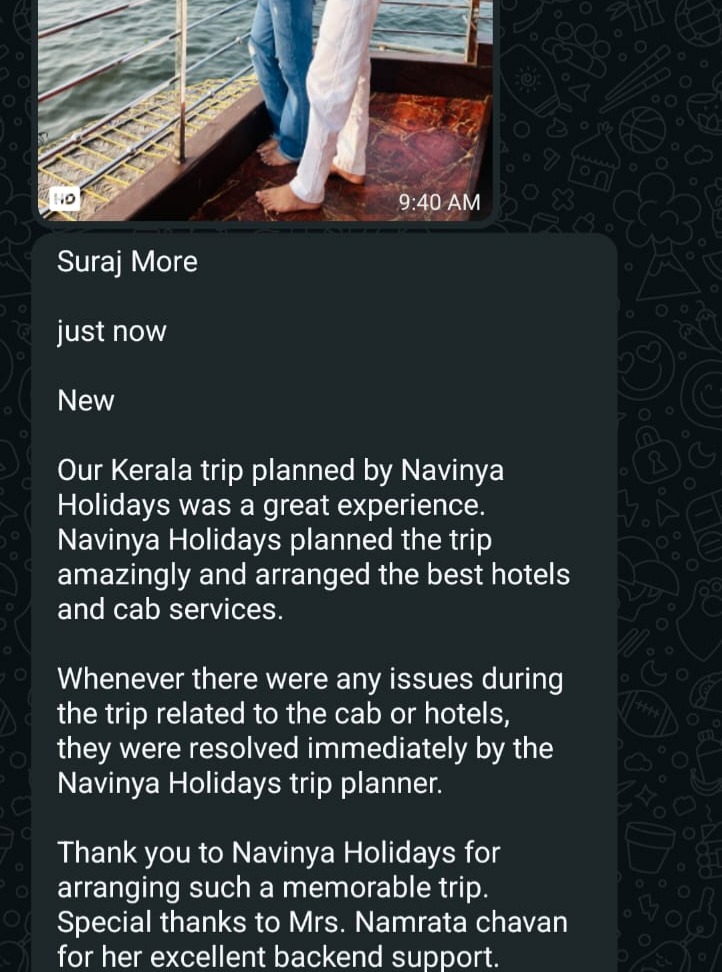 WhatsApp proof for Kerala Premium Tour